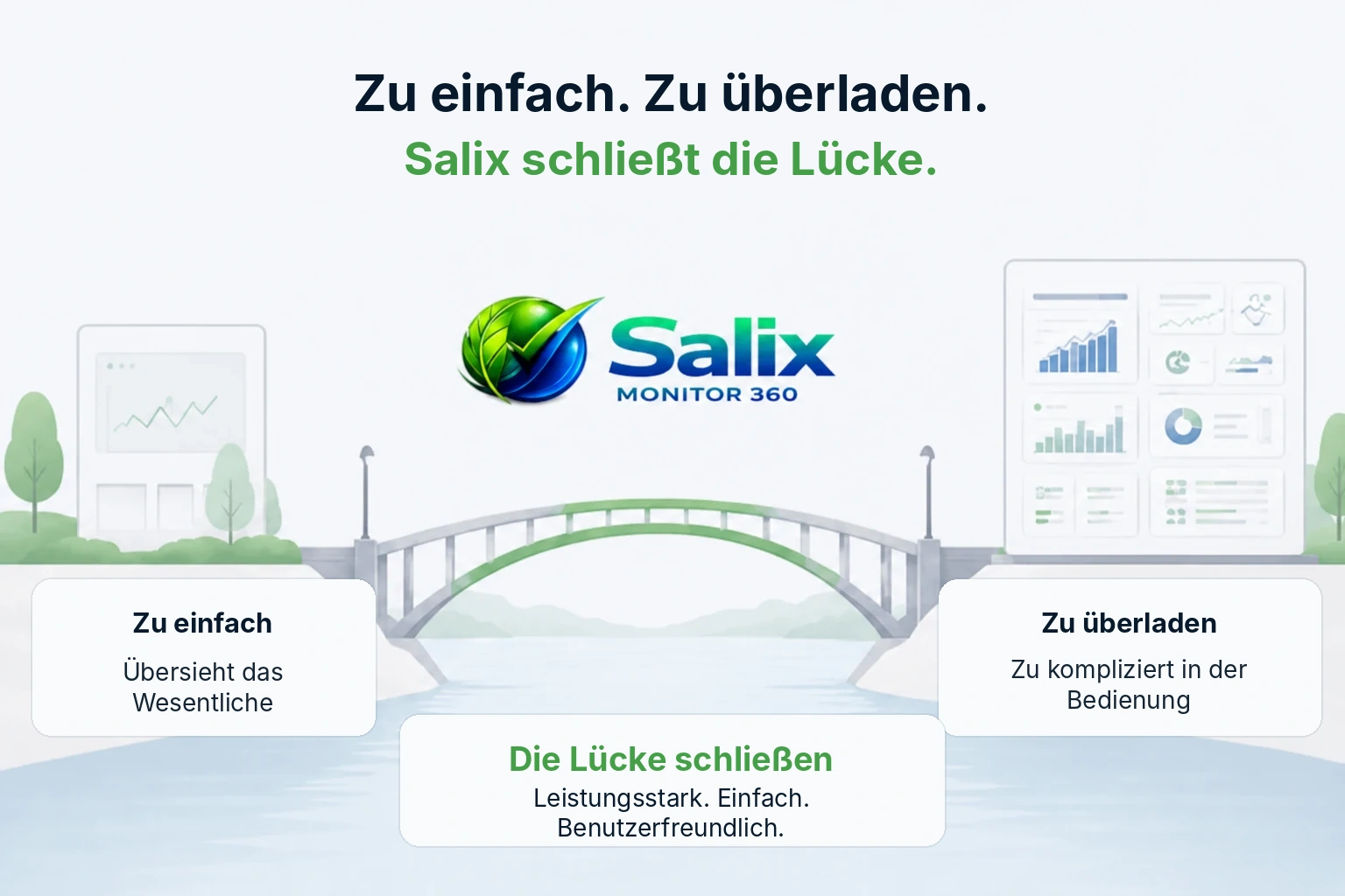 Warum Salix Monitor 360 existiert, Brückenillustration im hellen Design